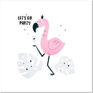 Party flamingo Posters and Art